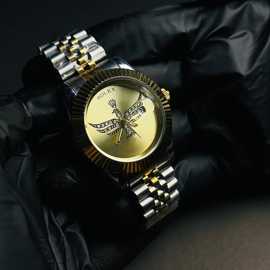 Rolex-Inspired Eagle Watch – Golden dial Two-Tone