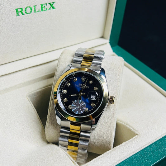 Rolex Oyster Perpetual Datejust Simple bezel - Blue Dial two tone