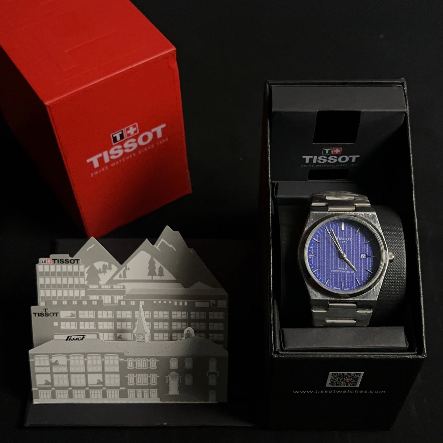 TISSOT PRX BLUE dial with silver chain