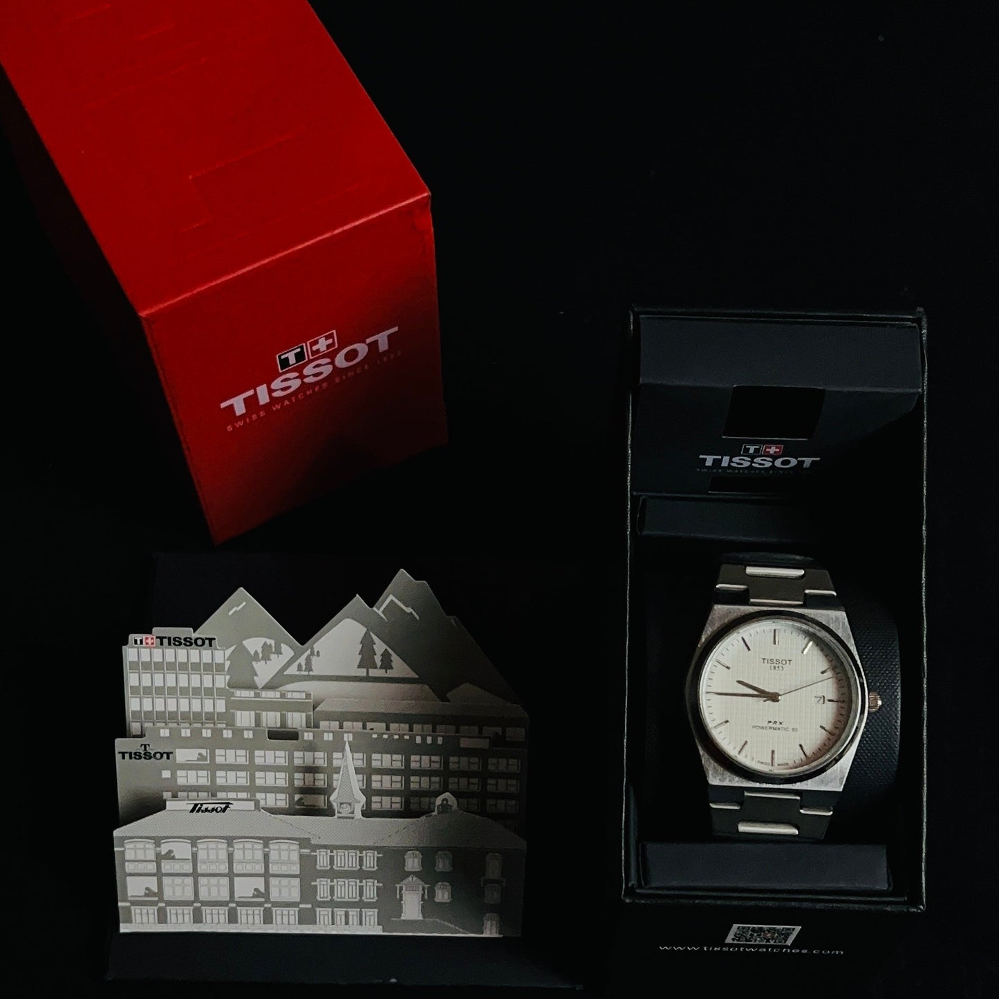 TISSOT PRX WHITE dial with silver chain