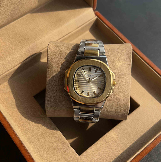 Patek Philippe Geneve Two-Tone White Dial Watch