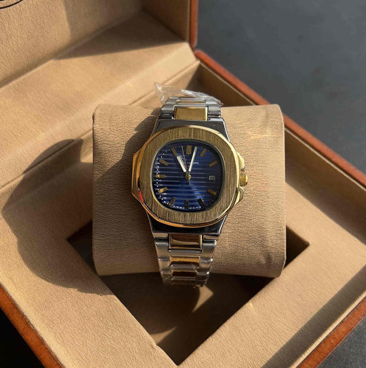 Patek Philippe Geneve Two-Tone Blue Dial Watch