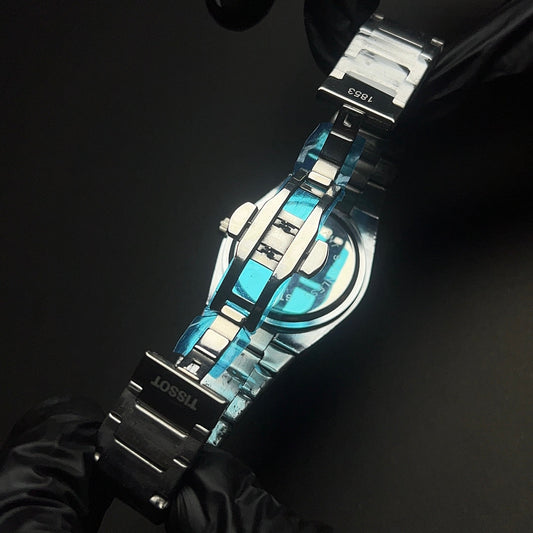 TISSOT PRX BLACK dial with silver chain