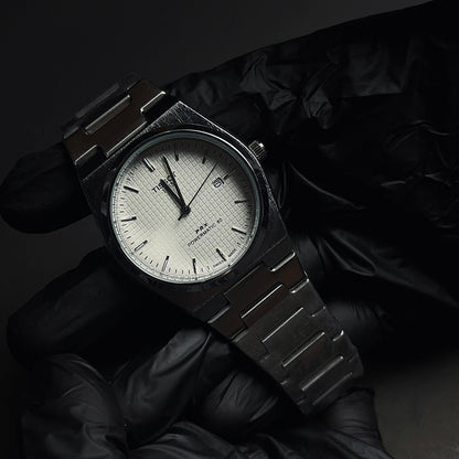 TISSOT PRX WHITE dial with silver chain