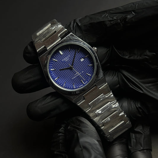 TISSOT PRX BLUE dial with silver chain