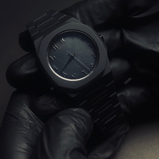 Black Arabic Aura Watch - Carbon Fiber Case