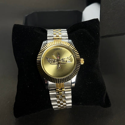 Rolex-Inspired Eagle Watch – Golden dial Two-Tone