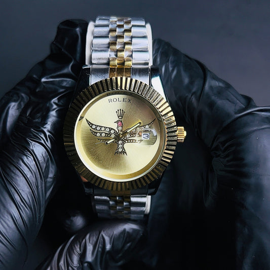 Rolex-Inspired Eagle Watch – Golden dial Two-Tone