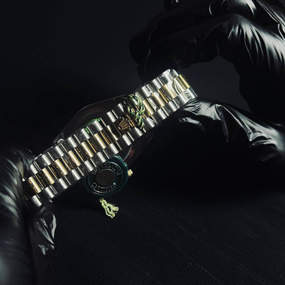 Rolex Oyster Perpetual Datejust Simple bezel - Green Dial two tone