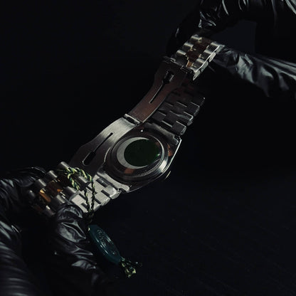 Rolex Oyster Perpetual Datejust Simple bezel - Green Dial two tone