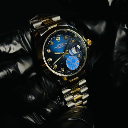 Rolex Oyster Perpetual Datejust Simple bezel - Blue Dial two tone