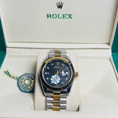 Rolex Oyster Perpetual Datejust Simple bezel - Black Dial two tone