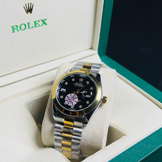 Rolex Oyster Perpetual Datejust Simple bezel - Black Dial two tone