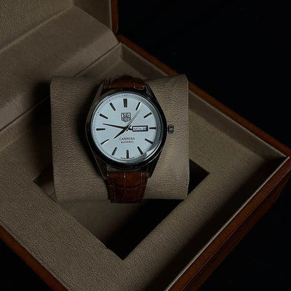 Tag Heuer White Dial Watch – Day & Date Display