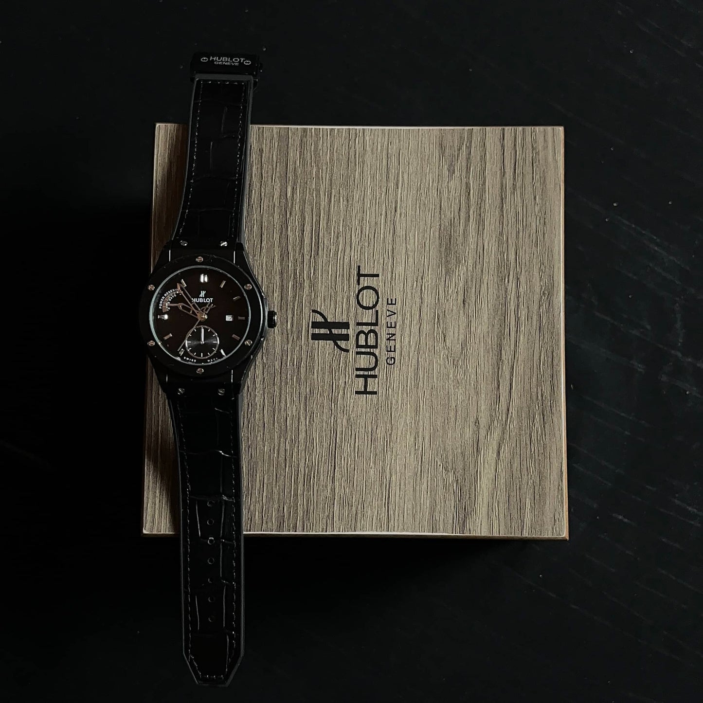 Hublot Geneve Matte Black Dial Watch