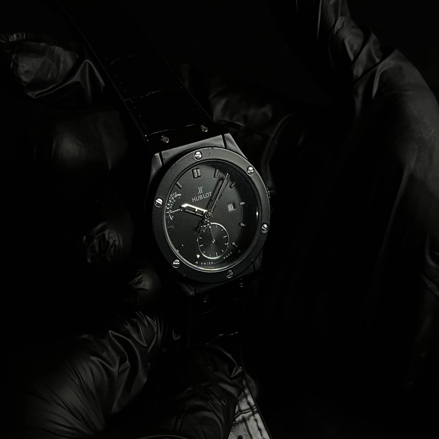 Hublot Geneve Matte Black Dial Watch