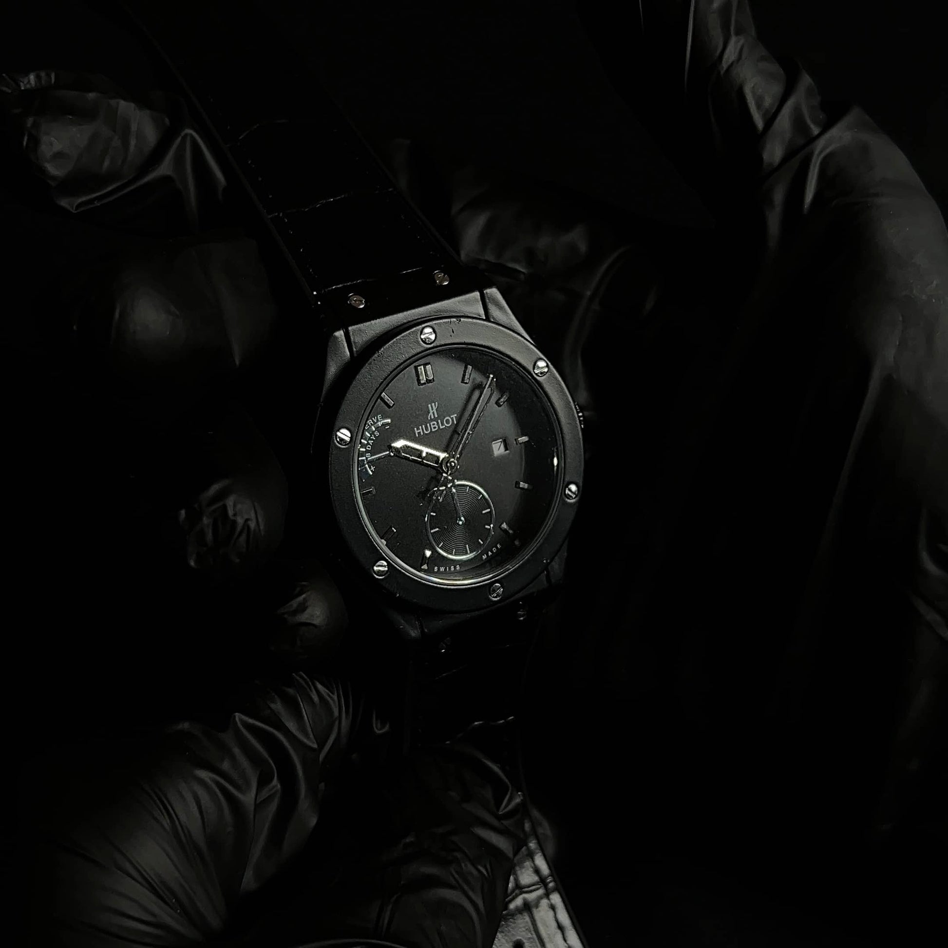 Hublot Geneve Matte Black Dial Watch