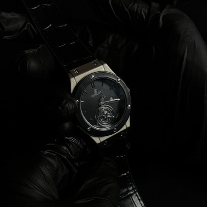 Hublot Geneve - Black dial silver case watch